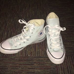 Baby blue high top converse